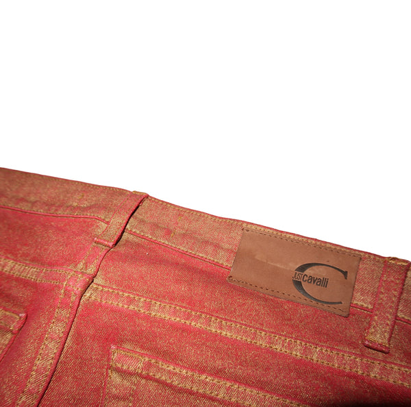 Roberto Cavalli Red and Gold Pants