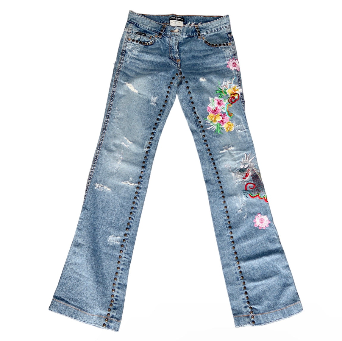 Dolce & Gabbana Hawaii Floral Distressed Jeans