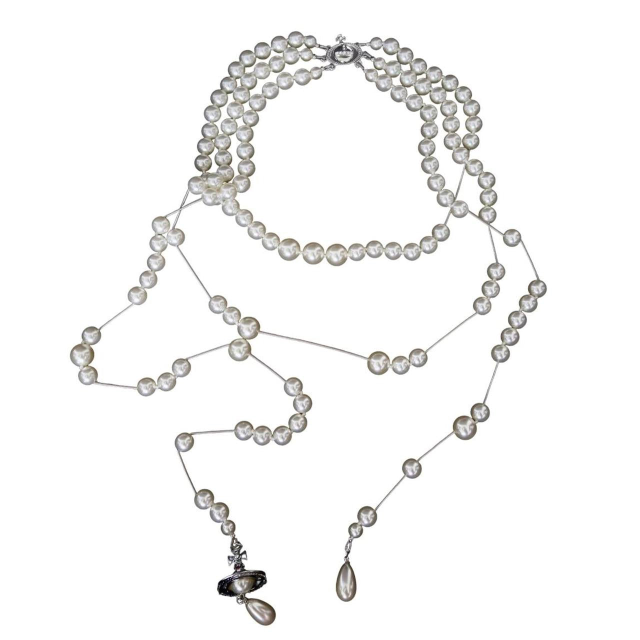 Vivienne Westwood Nana Broken Pearl Silver Tone Chocker Necklace