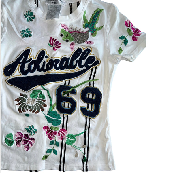 Christian Dior 2003 Adorable Floral Embroidered T-Shirt