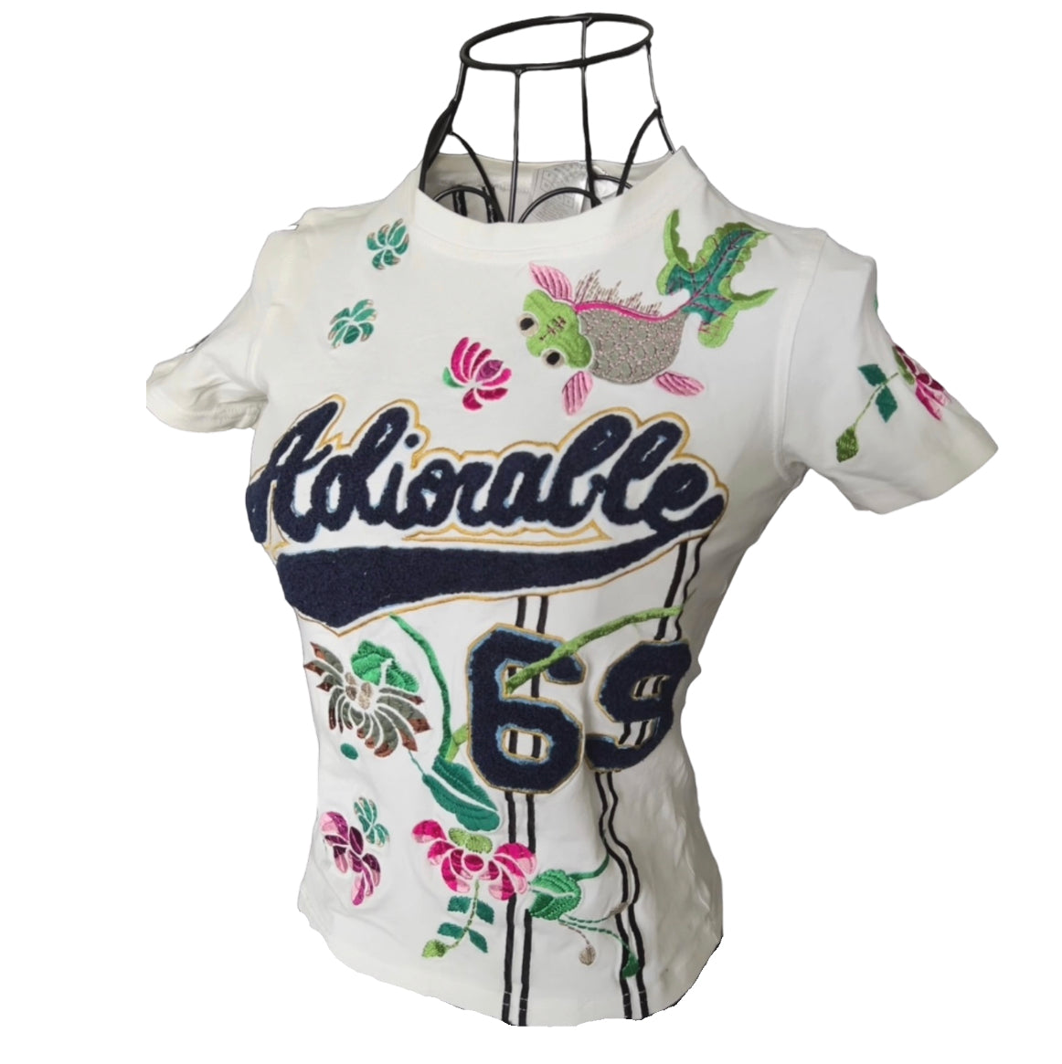 Christian Dior 2003 Adorable Floral Embroidered T-Shirt