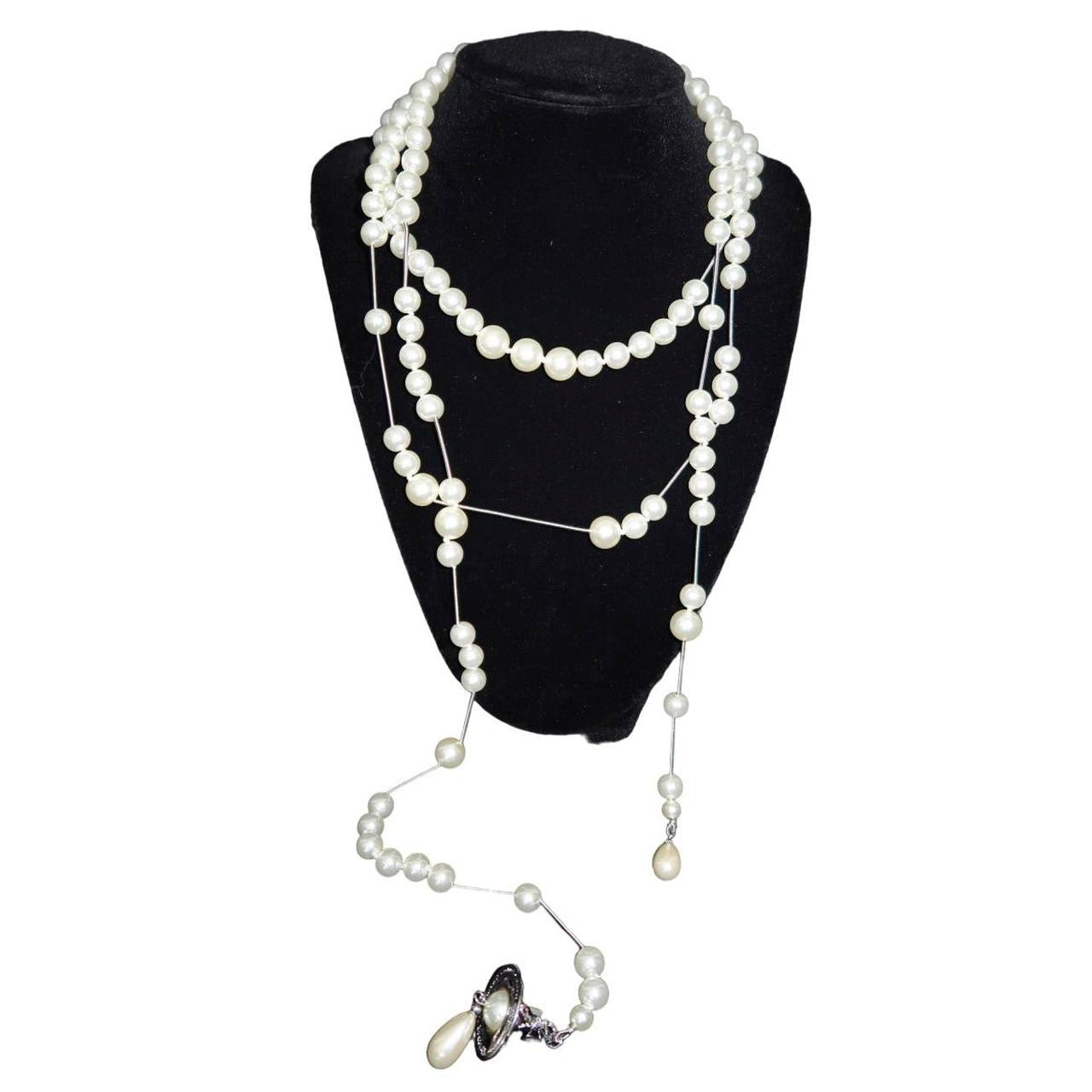 Vivienne Westwood Nana Broken Pearl Silver Tone Chocker Necklace