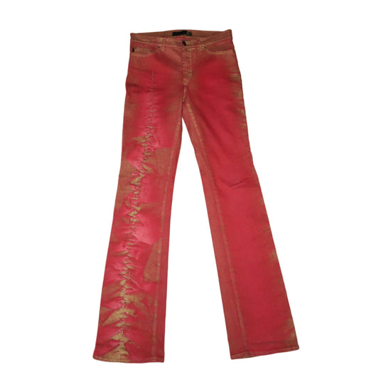 Roberto Cavalli Red and Gold Pants