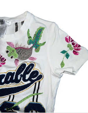 Christian Dior 2003 Adorable Floral Embroidered T-Shirt
