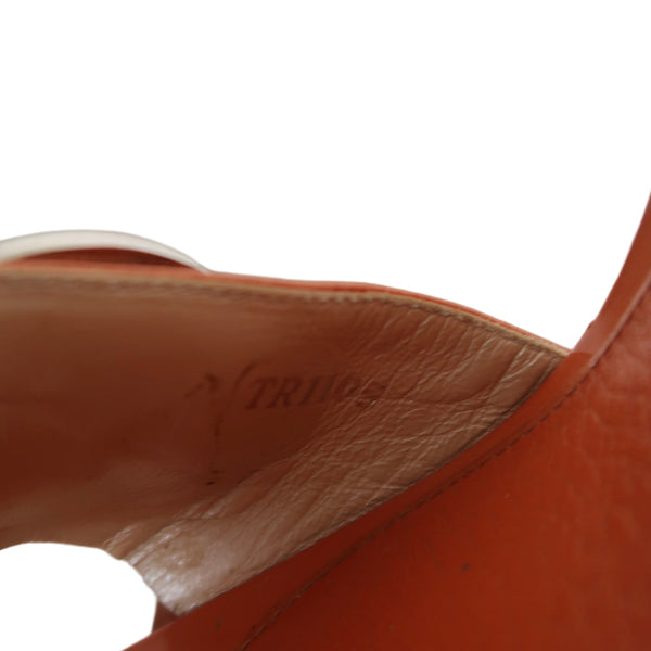 Christian Dior Orange Leather Floral Heels