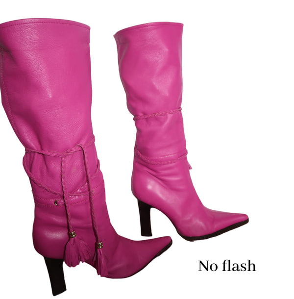 Versace Fuchsia Vintage Under the Knee Boots