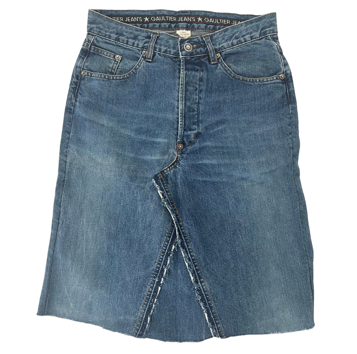 Jean Paul Gaultier Denim Below Knee A-Line Skirt