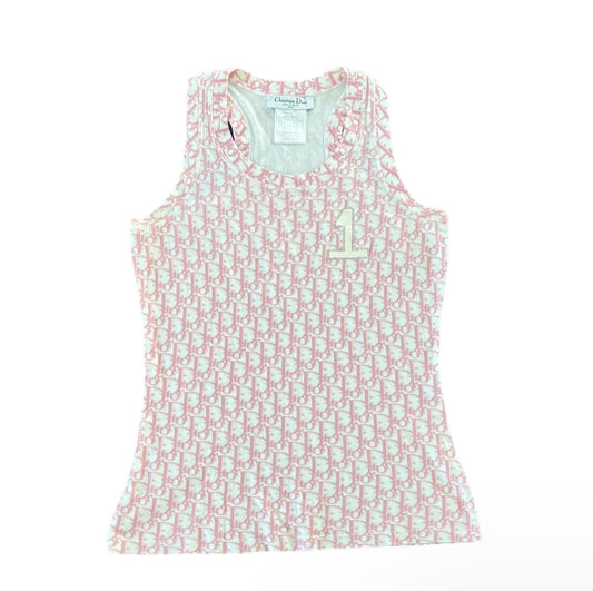 Christian Dior by John Galliano Diorissimo Pink Monogram Tank Top.
