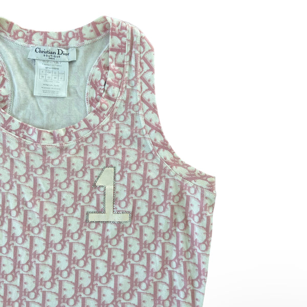 Christian Dior by John Galliano Diorissimo Pink Monogram Tank Top.