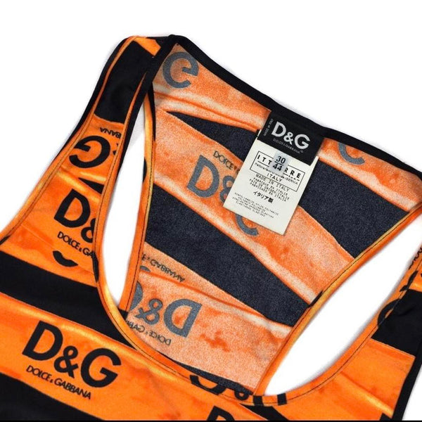 Dolce & Gabbana Orange Ribbon Logo Racerback Tank